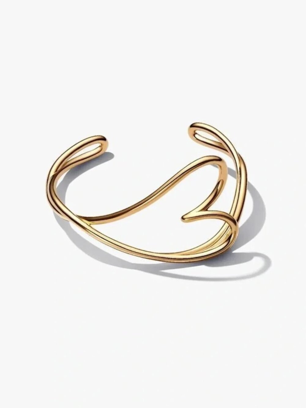 Pandora Polished Gold Sculptural Open Cuff Bracelet